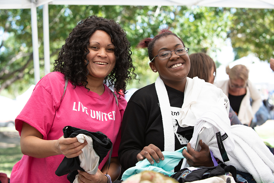 two women smiling